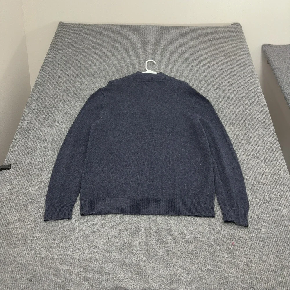 Banana Republic Sweater Men XL Blue Cotton Blend Fair Isle Quarter Zip Mock Neck
